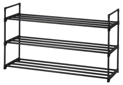 Produktbild von Schuhregal mit 3 Ebenen für 12 bis 15 Paar Schuhe | Schwarz | 92x30x54 cm