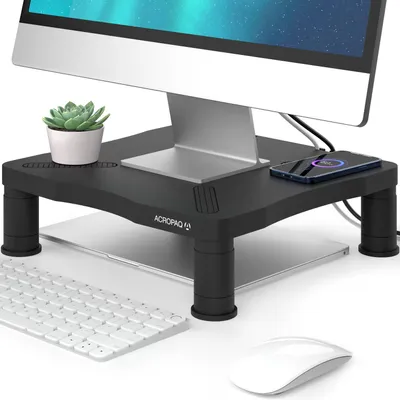 Produktbild von ACROPAQ Monitorständer - Bildschirmerhöhung, Für Laptop und Bildschirme, Höhenverstellbar (3 Höhen) - Schwarz