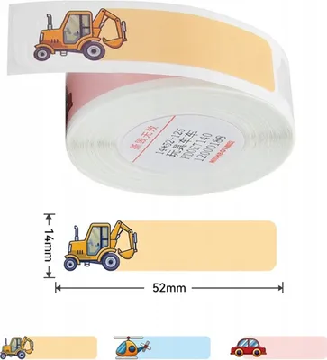 Produktbild von EDIBAZZAR | NIIMBOT Thermoetiketten Aufkleber 14x52mm 125 Stück Fahrzeuge