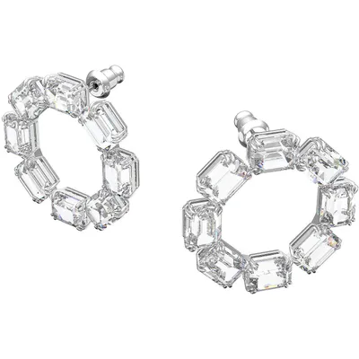 Produktbild von Swarovski Damen Ohrringe Creolen Millenia Oktagon-Schliff, Weiß, Rhodiniert 5618629