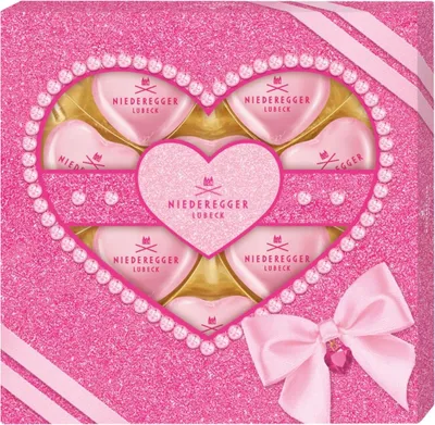 Produktbild von Niederegger Marzipan Herzen Marc de Champagne weiße Schokolade 125g