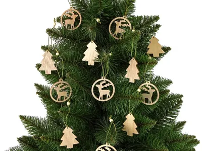 Image de Ornement d'arbre de Noël en bois de Noël avec bombe et renne
