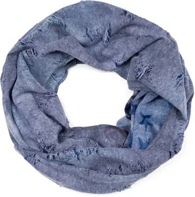 Produktbild von styleBREAKER Uni Loop Schal Denim Sterne Destroyed, Hellblau