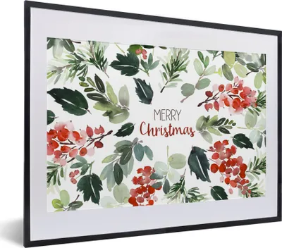 Produktbild von MuchoWow® Gerahmtes Poster Weihnachten - Zitat - Aquarell 40x30 cm - Poster mit Schwarzem Bilderrahmen Wandposter Rahmen Foto Bilder - Bilderrahmen - Poster im Rahmen