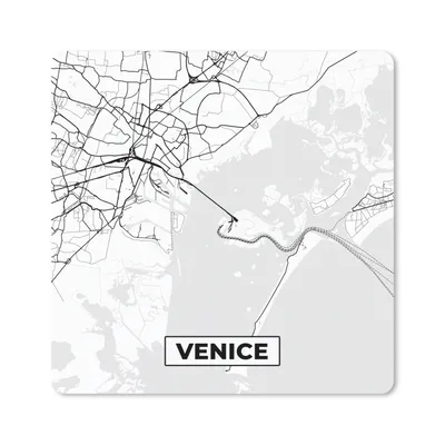 Produktbild von MuchoWow® Mauspad Mousepad Venedig - Stadtplan - Karte - Schwarz und weiß 30x30 cm - Mousepads - Maus Mat - Pad - Mausunterlage - Gaming