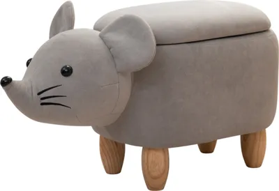 Produktbild von SVITA Tierhocker Stauraum Kinderhocker Sitzhocker Kinderzimmer Sitzbox Maus Grau