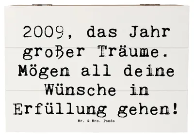 Produktbild von Mr. & Mrs. Panda Holzbox Spruch 2009 Geburtstag 22 x 15 cm - Weiß - Geschenk, Kiste, Holztruhe, Erinnerung, Erinnerungskiste, Geburtstagsgeschenk, Schatulle, Alter