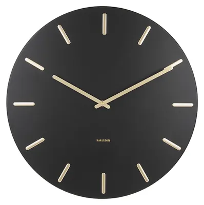 Wanduhr, rund, 45 cm, schwarz/gold, analog, mit Alarm