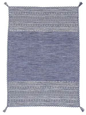 Image de carpetfine Tapis tissé à plat Kilim Azizi Bleu 200x290 cm | Tapis moderne pour le salon et la chambre à coucher