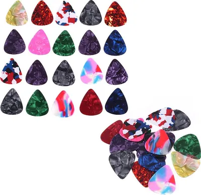 Produktbild von 20 Stück Bunte Zelluloid Gitarrenplektren 0,7mm ultradünn haltbar für Gitarre & Bass