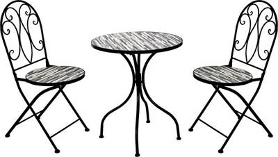 3tlg. Mosaik Sitzgruppe Gartengarnitur Ø60cm Steinoptik