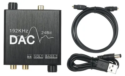 Obrázok produktu pre Digitálny audio konvertor na analógový signál, 192 kHz, 24 bitov, DAC konvertor s optickým a koaxiálnym vstupom, adaptér s 3,5 mm audio výstupom