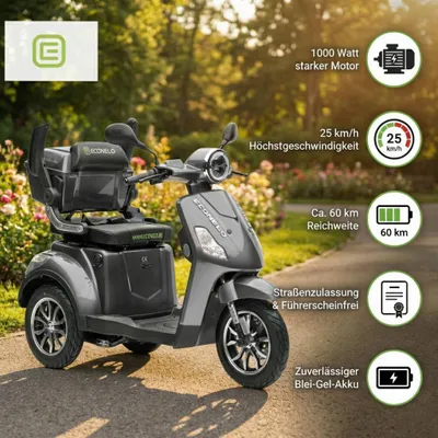 Produktbild von Seniorenmobil P1000, Blei-Akku, 25 km/h, 1000 Watt, Grau