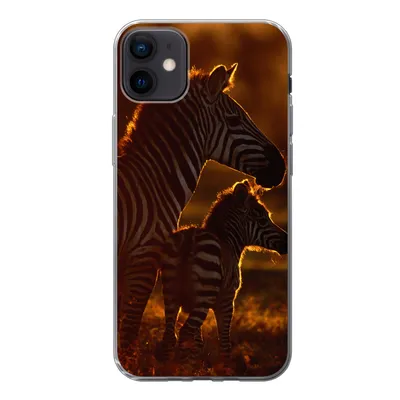 Produktbild von MuchoWow® Handyhülle Schutzhülle Hülle für iPhone 12 mini Zebra - Sonne - Fohlen Silikon Softcase Handy Hülle - Bild