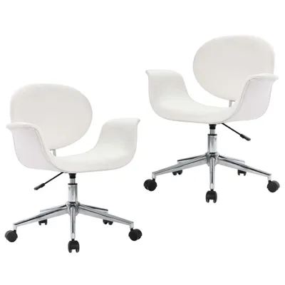 Image de vidaXL Chaise de salle à manger 2 pcs. Pivotantes Blanc Similicuir