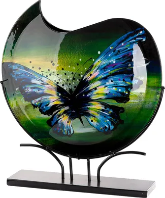 Produktbild von GILDE Bodenvase rund Schmetterling blau, grün H. 48 cm, 61429