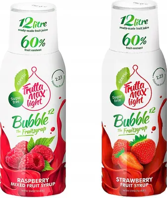 Image de Sirops Fruttamax Framboise Light Fraise Light, 500ml, 2 pièces