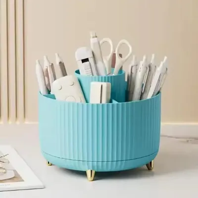 Image de Organisateur de maquillage rotatif à 360° - Boîte de rangement pour bureau avec 5 compartiments