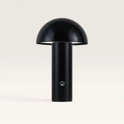 Image de LUSENZ - Lampe de table LED 2W noire rechargeable champignon IP20