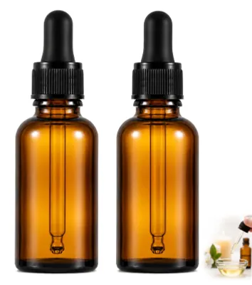 2 Braunglas-Pipettenflaschen 30 ml, nachfüllbar für Öle