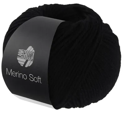 Produktbild von Lana Grossa MERINO SOFT Wolle 50 g Strapazierfähiges Mischgarn mit Merino-Wolle 125 m  Farbe 020 - Schwarz