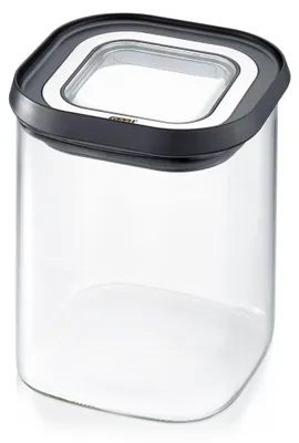 Zdjęcie produktu dla GEFU PANTRY, Pojemnik, Prostokątny, 0,9 l, Czarny, Przezroczysty, Szkło borokrzemowe, Plastik, Silikon, Stal nierdzewna, 110 mm