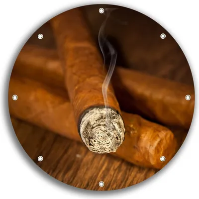 Produktbild von Wallario rundes Outdoor-Poster für Garten oder Balkon, Motiv Zigarre am Abend, 30 cm Durchmesser