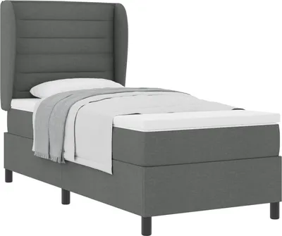 Immagine prodotto di vidaXL Letto a molle con materasso grigio scuro 100 x 200 cm in tessuto