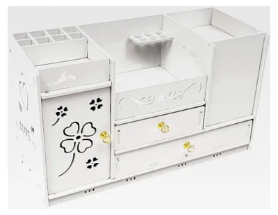 Produktbild von Make-Up Organizer, Kosmetik Organizer mit 2 Schubladen, Kosmetikbox mit Spiegel, Aufbewahrung für Schminke im Schlafzimmer, Badezimmer und am Schminktisch