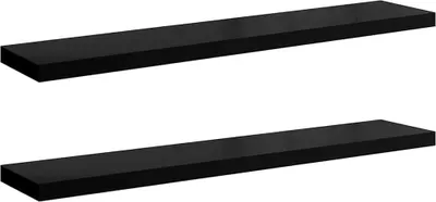 Produktbild von vidaXL Schweberegale 2 Stk. Hochglanz-Schwarz 120x23,5x3,8 cm MDF