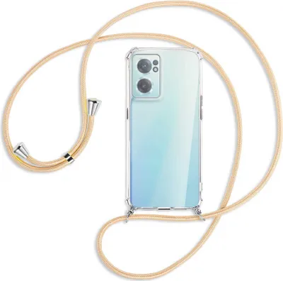 Produktbild von Handykette Backcover-Schutzhülle mit Band (Metall silberfarben) für OnePlus Nord 2 CE - Goldkordel