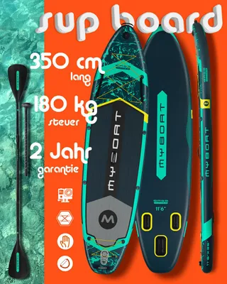 Produktbild von Ultraleichtes & stabiles Yoga Sup 350cm für 1 oder 2 Personen von MyBoat — Bass Hunter Stand Up Paddle Board inkl. 1 zusätzliches Paddelblatt/Rucksack