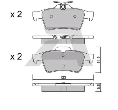 Produktbild von AISIN BPCI-2002 Bremsbeläge Satz Hinten Bremsklötze für FORD FOCUS III Turnier Kuga Mk2 (DM2) Focus II Schrägheck (DA, HCP, DP) Focus II Kombi