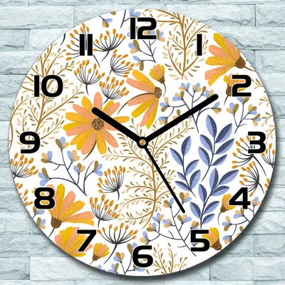 Produktbild von Wanduhr aus Glas Rund fi 30  Böhmische Blume Quarz Deko Schlafzimmer Büro