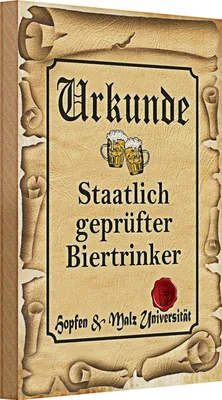 Produktbild von Holzschild Bier 20x30cm Urkunde er Biertrinker