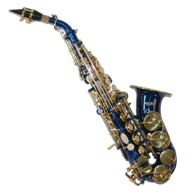 Produktbild von Karl Glaser Sopransaxophon gebogen + Koffer + Mundstück, blau gold