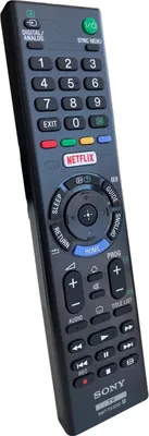 A black Sony TV remote control is shown against a white background.