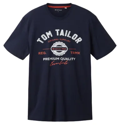 Image de T-shirt Tom Tailor à manches courtes, encolure ronde et logo imprimé