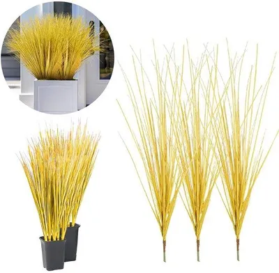 Produktbild von Kunststoff-Herbstpflanzen 12 Stück, 52 cm, gold, UV-beständig, für Balkon & Garten