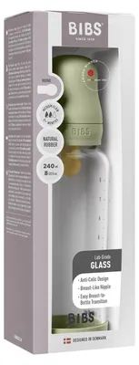 Productafbeelding van Bibs Glas Latex Medium Flow Babyfles 2+ Maanden Sage (1 stuk)