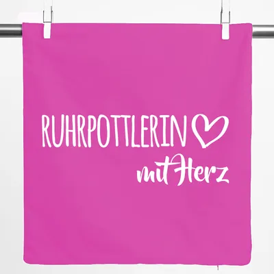 Produktbild von Huuraa Kissenbezug Ruhrpottlerin mit Herz 40x40cm Fuchsia Baumwolle Dekokissenbezug Geschenkidee