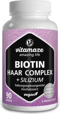 Immagine prodotto di Complesso di vitamine per capelli Biotina ad alto dosaggio +Silicio Capsule 90 Capsule