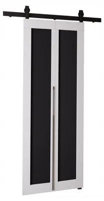 Produktbild von KierMoebel Schiebetür Komplettset QUDIO M1 Weiß + Schwarz 66x205x3,2 cm Wohnzimmer Schiebetür