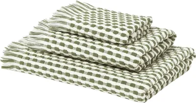 Immagine prodotto di Westwing Juniper 100% cotone 600 g/m² set di asciugamani 3 pezzi bianco e verde