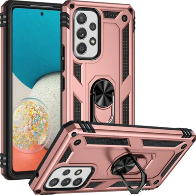 Produktbild von Galaxy A53 5G Hülle, Dual Layer Militäre Fallschutz Schutzhülle mit Ringhalterung Ständer für Samsung Galaxy A53 5G Rosa