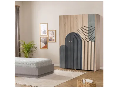 Obrázek produktu pro Skye Decor, Lena 3 -973, Kleiderschrank, Sonomo, 100% MELAMINBESCHICHTETE SPANPLATTEN, 135 x 52 x 192 cm