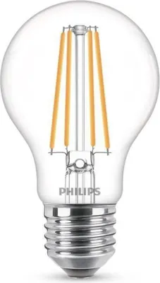 A clear studio shot of a Philips LED light bulb.