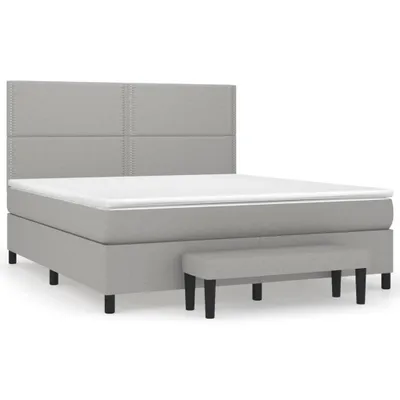 Produktbild von vidaXL Boxspringbett mit Matratze Hellgrau 180x200 cm Stoff