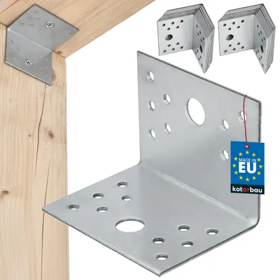Obrázek produktu pro KOTARBAU® Sada 25 ks úhlových spojek, úhelník s otvory 60x60x80 mm, stavební úhelník, úhelník s deskou s otvory, úhelník, tesařský úhelník, stavební spojka, pozinkovaná ocel