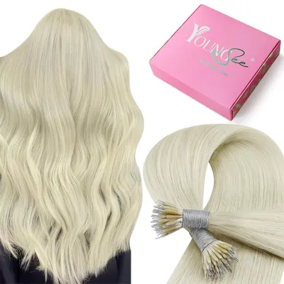 Produktbild von Nanoring Extensions Echthaar Blond 40cm Platinblond 50 Strähnen/50g